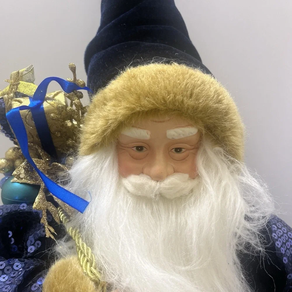 Blue & Gold Santa Figure Standing Large 28x12